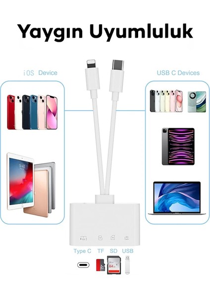 Ally NK-104PRO Type-C/iphone To Type-C + Sd-Tf Kart Çevirici ve USB Kamera Okuyucu - M766K948-R48 indirimleri