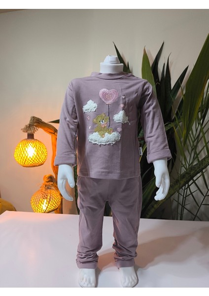 Kız Bebek Kapşonlu Üçlü Takım ( Bulut Ayıcık Sweatshirt+ Kapşonluyelek+Pantolon) modelleri