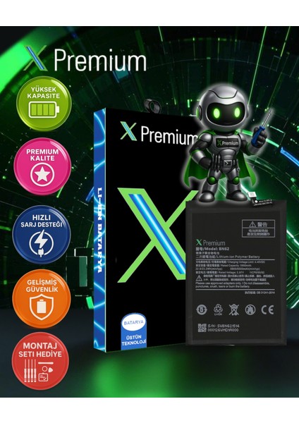 Xpremium Note9 4g Uyumlu Batarya Pil Süper Yüksek Kalite 6000 Mah BN62