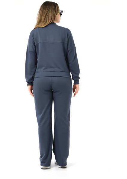 Kolej Yaka Kadın Eşofman Takımı - Üst Bomber Kolej Yaka Ceket ve Alt Bol Paça Baggy Pantolon indirimleri