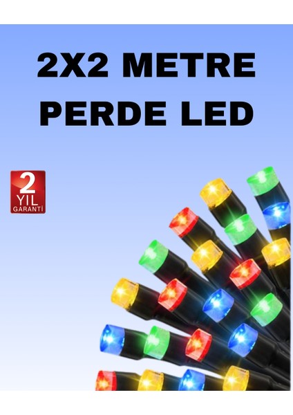 Noel ve Parti Dekorasyonu Için 2x2 LED Perde Işık – 8 Fonksiyonlu - M370K609-R06370