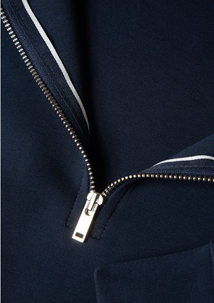 Yarı Fermuarlı Lacivert Sweatshirt 0S10382-80872