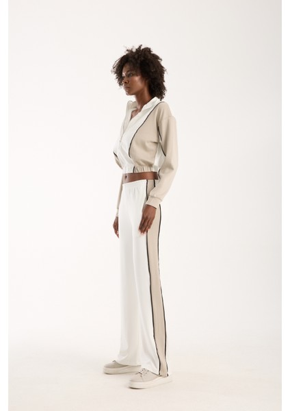 Urbnfıt Kadın Renk Bloklu Fermuarlı Rahat Kesim Eşofman Takımı / Women’s Relaxed Fit Tracksuit fırsatları