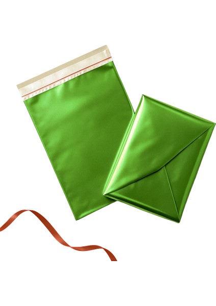 30X45 cm Yılbaşı Hediye Paketi Yeşil Metalize Kendinden Yapışkanlı – 10’lu Paket
