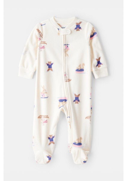 Kız Bebek Ekru Polar Tulum