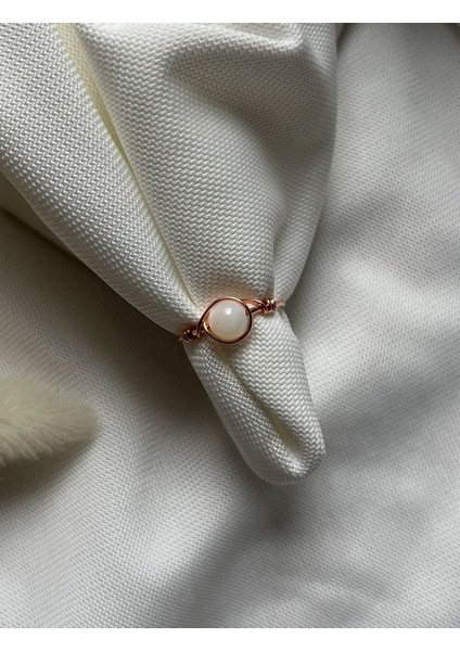 Sedef Taşı Ayarlanabilir Bakır Renk Tel Yüzük