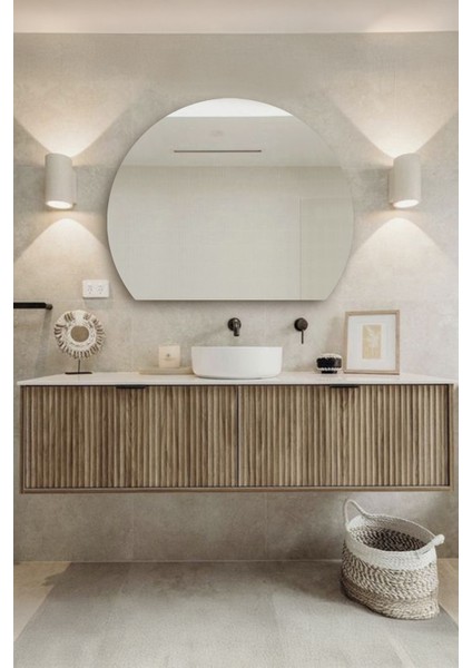 Premium Şık ve Zarif Ahşap Çerçeveli Dekoratif Ayna Modern Tasarım Duvar Aynası Banyo Aynası