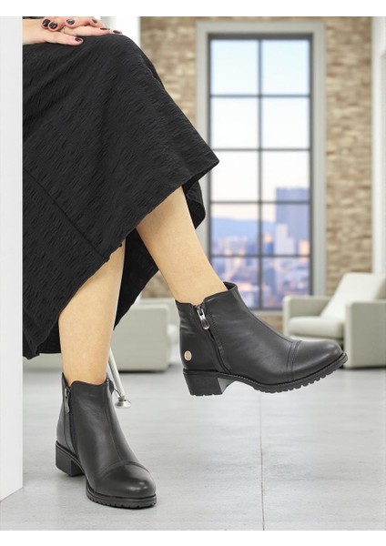 D25KB-1615 Siyah Hakiki Deri Tam Ortopedik Günlük Kadın Bot indirimleri