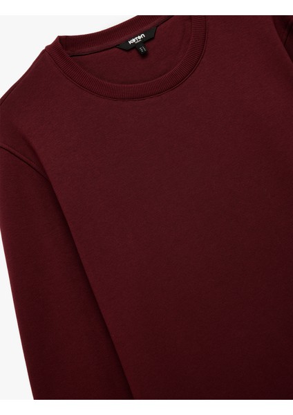 Pamuklu Uzun Kollu Şardonlu Bisiklet Yaka Erkek Basic Sweatshirt modelleri