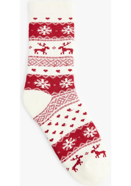 Pamuklu Yılbaşı Temalı Havlu Soket Çorap fiyatları