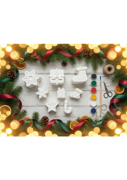 Çocuklar Için Taştozu Dekorasyon 8'li Figür El Yapımı Yılbaşı Süsü ve Aile Aktivitesi Boyama Seti fiyatları