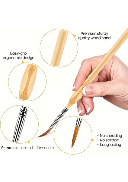 Art Tone 11 Parça Ahşap Sap Detay Fırça Seti Mikro Boyama Için Ince Uçlu Fırçalar Akrilik, Yağlı, Suluboya fiyatları