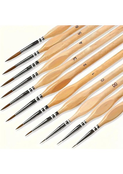 Art Tone 11 Parça Ahşap Sap Detay Fırça Seti Mikro Boyama Için Ince Uçlu Fırçalar Akrilik, Yağlı, Suluboya fırsatları