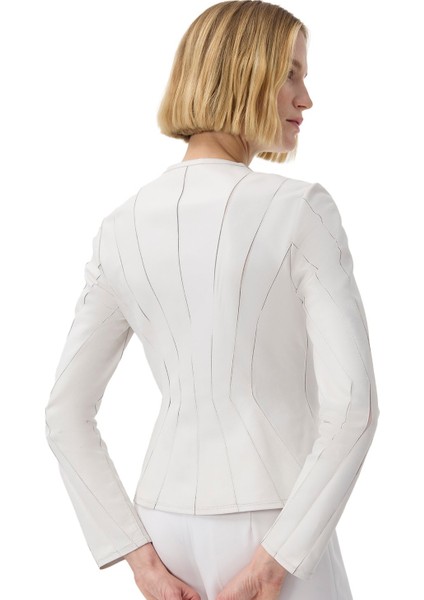 Bienna Beyaz Kadın Panelli Deri Ceket fiyatları