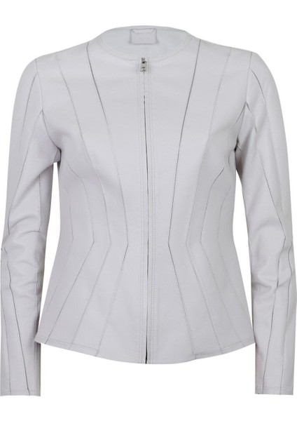 Bienna Beyaz Kadın Panelli Deri Ceket modelleri