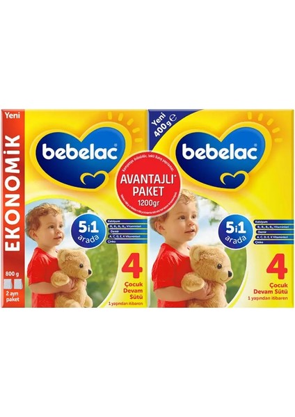 1200GR (800GR+400GR) No:4 Devam Sütü (1+ Yaş) Avantaj Pk (3 Lü Set) fiyatları