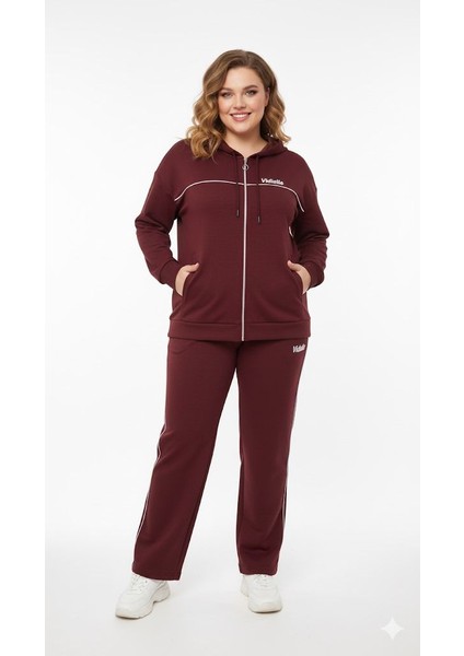 Kadın Büyük Beden Uzun Kollu Modal Kumaş Kapüşonlu Eşofman Takımı 8220-26 (4338K)