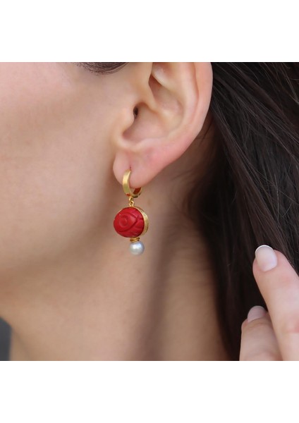 Mercan Göz Inci Gold Gümüş Küpe modelleri