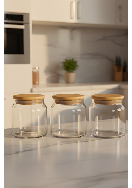 3’lü Cam Kavanoz Seti 575 cc – Vakumlu Bambu Kavanoz fırsatları