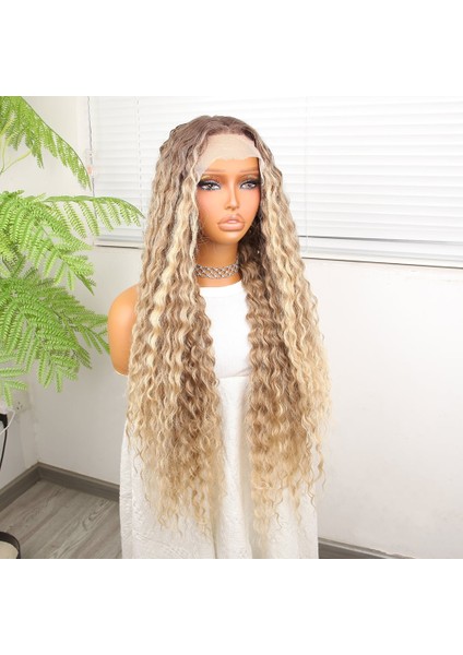 Afro Dalga Kumral Balköpüğü Ombre ve Röfleli Fiber Sentetik Tül Peruk modelleri