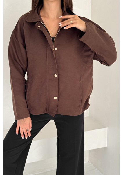 Kadın Fermuarlı Altın Düğmeli Mont– Structured Style fiyatları