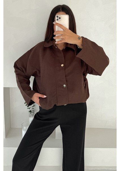 Kadın Fermuarlı Altın Düğmeli Mont– Structured Style modelleri