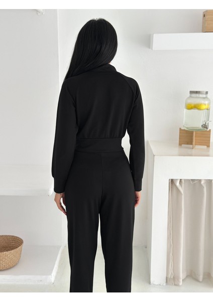 Beli Pensli Fermuarlı Şık Eşofman Takımı / Zip Detail Pleated Waist Elegant Tracksuit Set modelleri