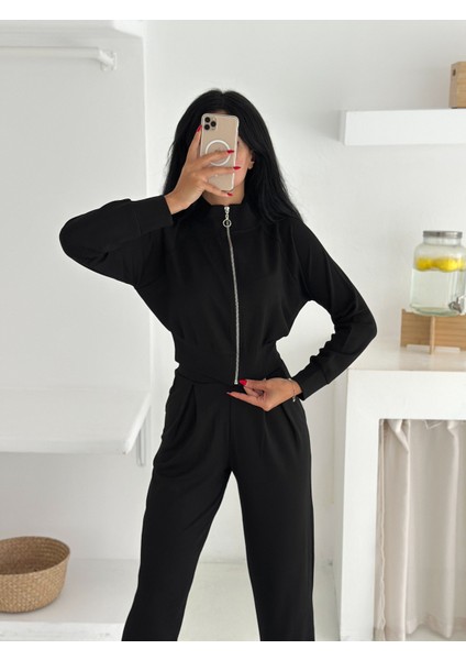 Beli Pensli Fermuarlı Şık Eşofman Takımı / Zip Detail Pleated Waist Elegant Tracksuit Set indirimleri