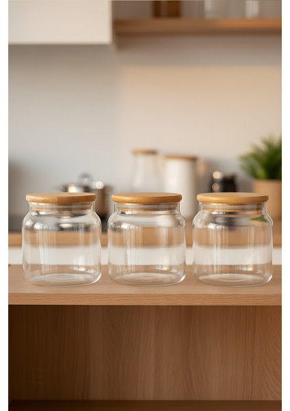 3’lü Cam Kavanoz Seti 575 cc – Vakumlu Bambu Kavanoz indirimleri