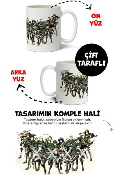 Attack On Titan Karakterleri Tasarımlı Kupa Bardak Sevgiliye Arkadaşa Hediye