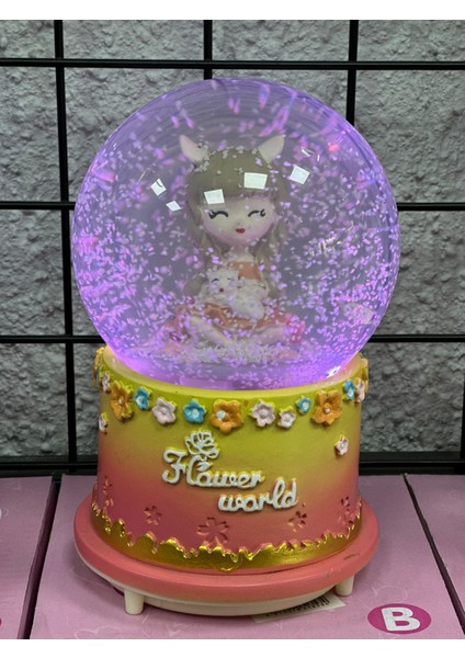 Kedi Seven Kız Temalı Işıklı Müzikli Kar Püskürtmeli Büyük Boy Pilli Kar Küresi modelleri