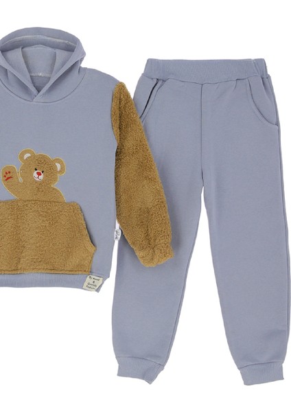 Erkek Çocuk Welsoft Kumaş 2'li Takım (Kapüşonlu Sweat+Polar Alt) 12377 modelleri