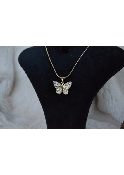 Kelebek Temalı Kadın Çelik Kolye
