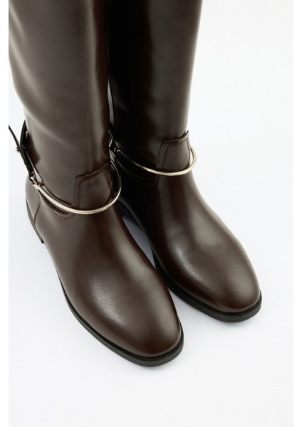 Çizme 2521 - Gümüş Bilek Aksesuarlı Acı Kahve Kadın Çizme fiyatları