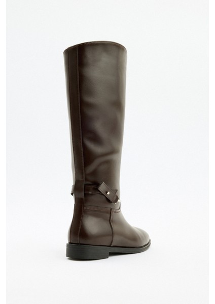 Çizme 2521 - Gümüş Bilek Aksesuarlı Acı Kahve Kadın Çizme indirimleri