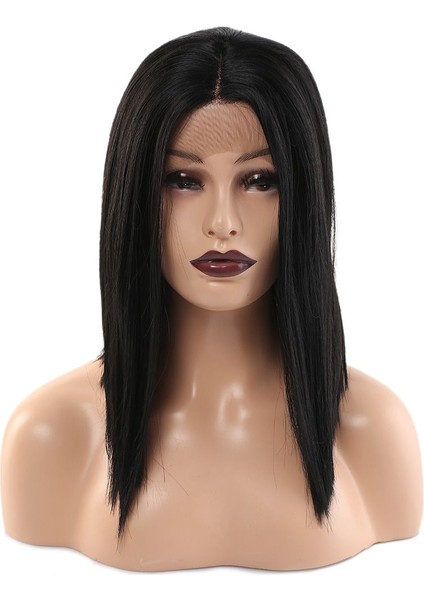 Fiber Sentetik Bob Kısa Tül Peruk / Siyah