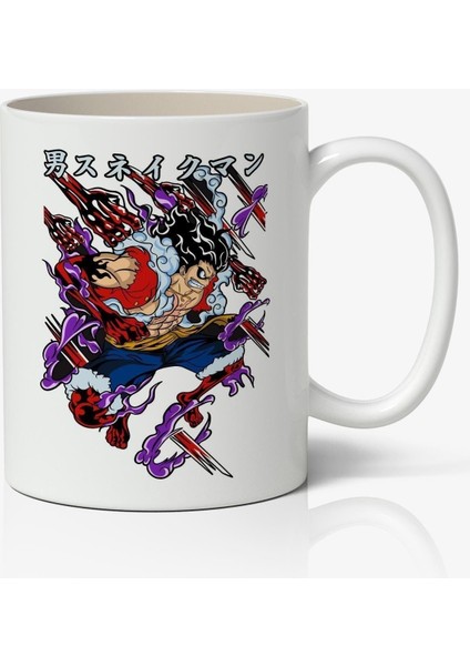 Monkey D. Luffy One Piece Temalı Baskılı Beyaz Kupa Bardak