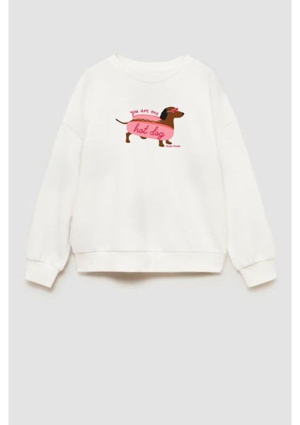 Kız Çocuk Baskılı 3 Iplik Kumaş Pamuklu Sweatshirt