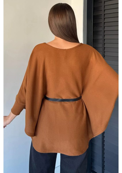 Kadın Kemerli Triko Panço P-00018998 fırsatları