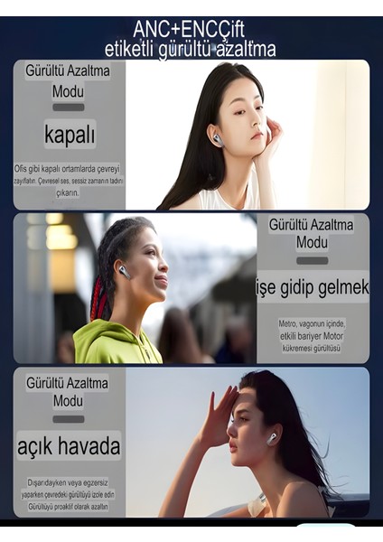 2x Bluetooth Kulaklık Bt5.4 Ipx4 Su Geçirmez Enc+Tws Dijital Göstergeli 4 Mikrofonlu Deri Tasarım modelleri