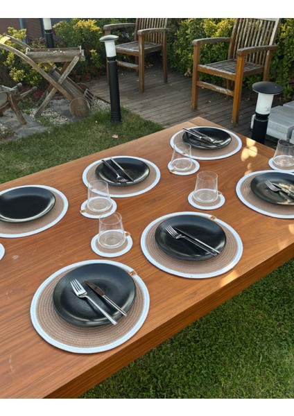 Tekstil Hasır Görünümlü 12’li Sofra Seti – Supla ve Bardak Altlığı Takımı fiyatları