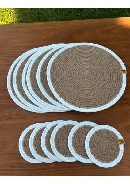 Tekstil Hasır Görünümlü 12’li Sofra Seti – Supla ve Bardak Altlığı Takımı modelleri