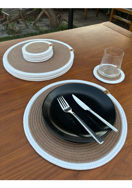Tekstil Hasır Görünümlü 12’li Sofra Seti – Supla ve Bardak Altlığı Takımı fırsatları