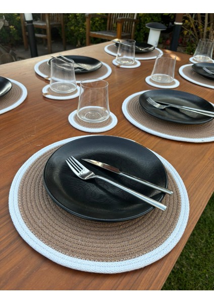Tekstil Hasır Görünümlü 12’li Sofra Seti – Supla ve Bardak Altlığı Takımı indirimleri