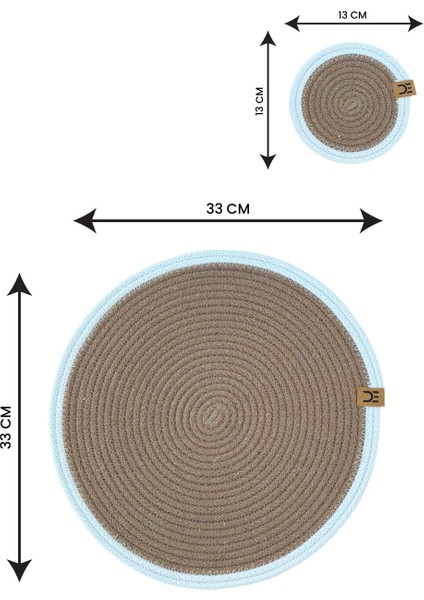 Tekstil Hasır Görünümlü 12’li Sofra Seti – Supla ve Bardak Altlığı Takımı