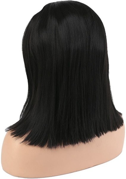 Fiber Sentetik Bob Kısa Tül Peruk / Siyah fırsatları