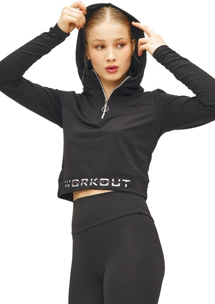 Spor Alt Üst Takım Bisikletçi Kısa Şort ve Kapşonlu Uzun Kollu Body Ikili Takım