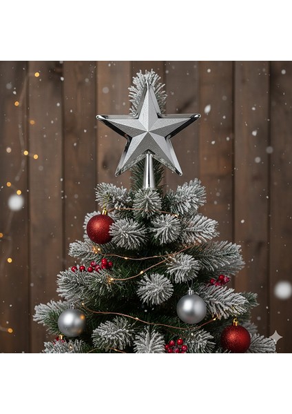 Yılbaşı Ağacı Tepe Süsü Gümüş 10 cm