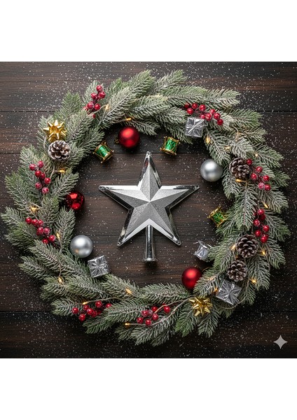 Yılbaşı Ağacı Tepe Süsü Gümüş 10 cm fiyatları