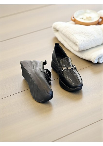 D25KA-3565 Siyah Msr Hakiki Deri Tam Ortopedik Kadın Casual Günlük Ayakkabı modelleri